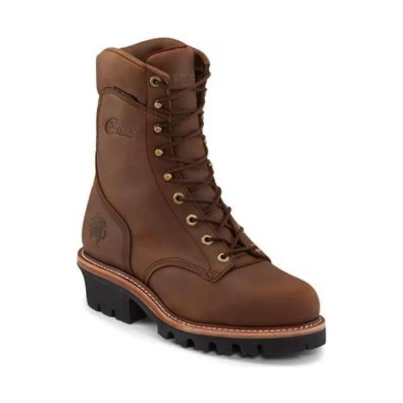 Men's Shock-Absorbing Boots Chippewa Men's 9 Inch Super DNA Steel Toe Logger Boots - Brown