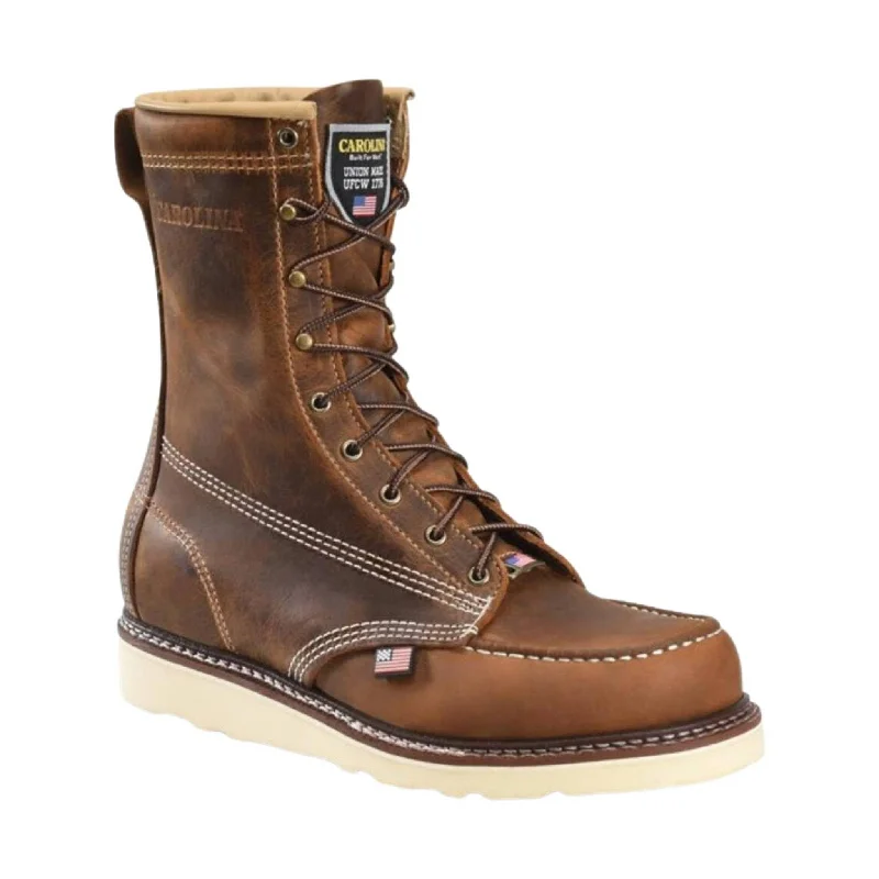 Men's Breathable Boots Carolina Men's 8 Inch AMP Moc Soft Toe Wedge Work Boot - Dark Brown