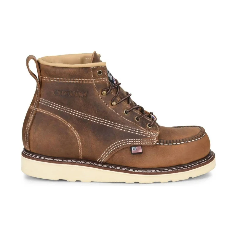 Men's Durable Boots Carolina Men's 6 Inch Amp Steel Toe Moc Toe Wedge Work Boot - Brown