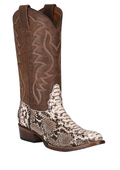 Men's Premium Shoes Circle G Mens Python Embroidered Brown Round Toe By Corral Boots Style L5830