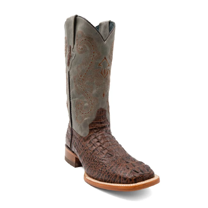 Ferrini Mens Rust Leather Caiman Print S-Toe Stampede Cowboy Boots