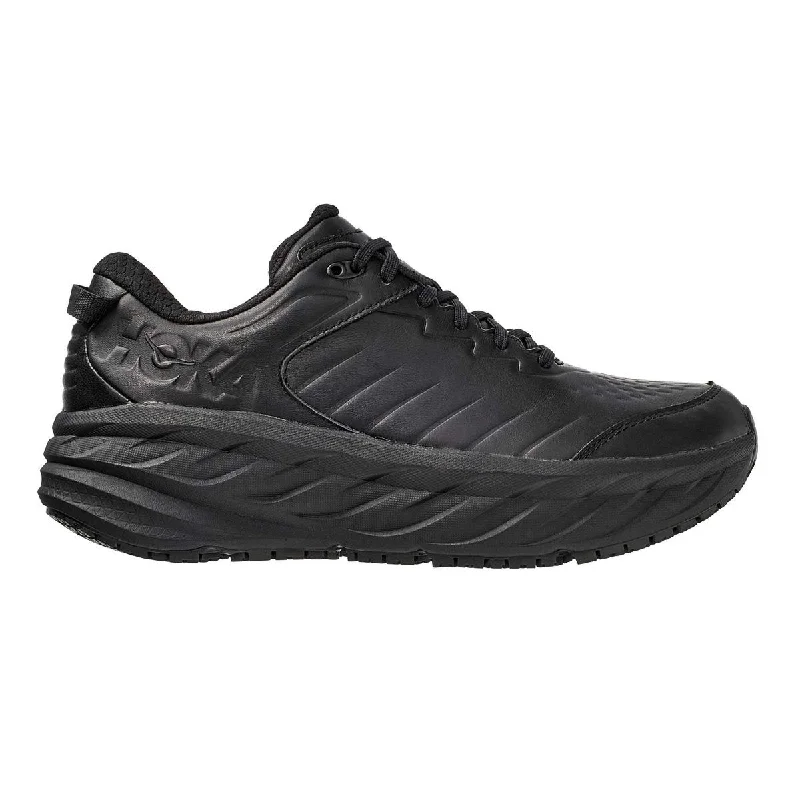 Men's Cozy Shoes Hoka One One Men's Bondi SR Black Leather