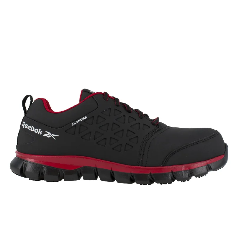 Men's All-Season Boots Reebok Mens Black/Red Textile Work Shoes Sublite Cushion CT Athletic