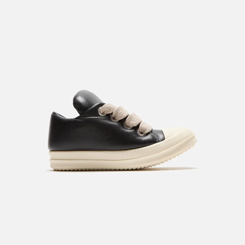 Men's Shock-Absorbing Shoes Rick Owens Scarpe in Pelle Jumbo Laced Padded Low Sneakers - Black / Milk