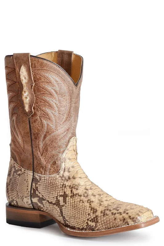 Roper Mens Natural Tan Python Peyton 11in Cowboy Boots