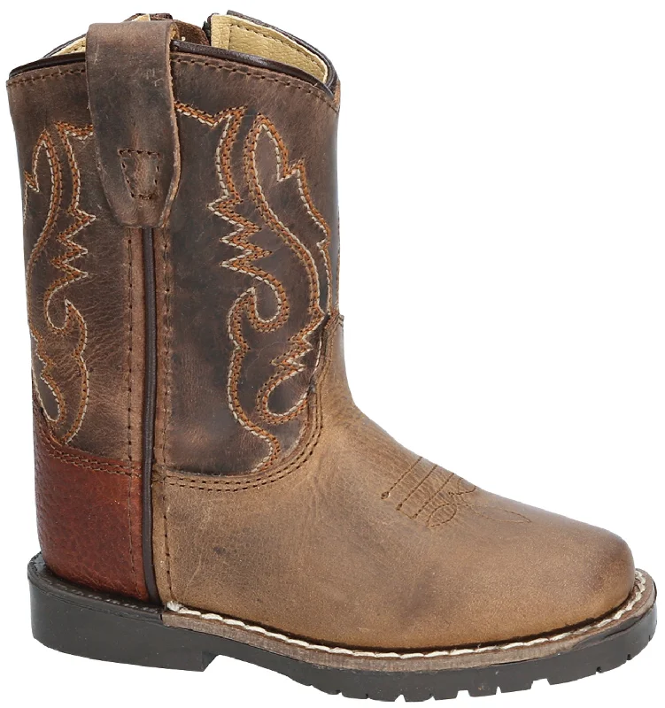 Men's Stylish Boots Smoky Mountain Toddler Boys Autry Brown Crackle Leather Cowboy Boots