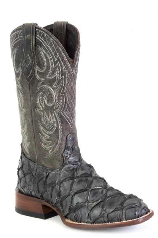 Stetson Mens Amazon Grey Pirarucu 13in Cowboy Boots