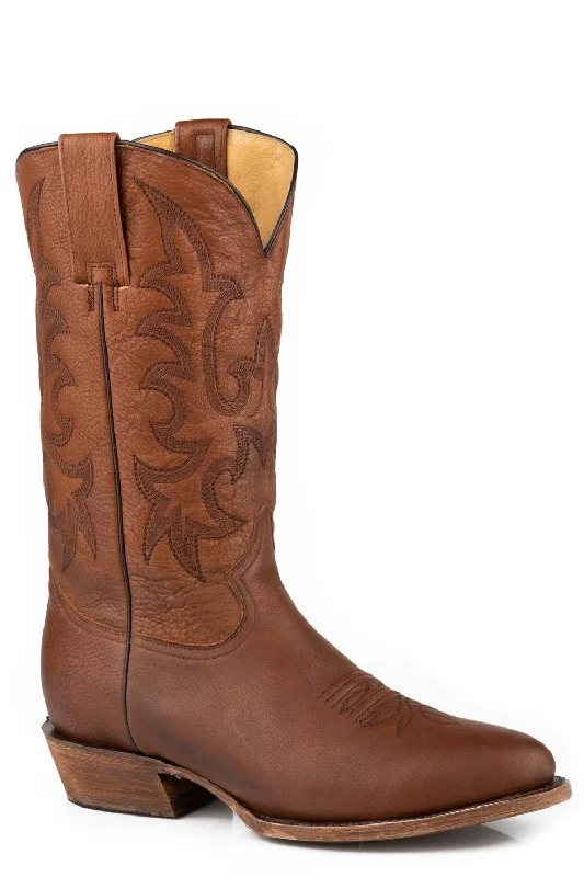 Stetson Mens Sharp Brown Leather Cowboy Boots