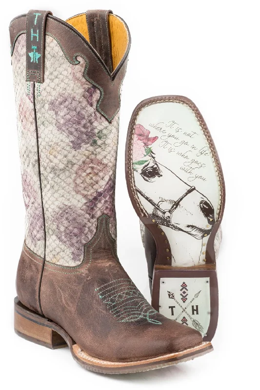 Men's All-Season Shoes Tin Haul Womens Dark Brown Leather Rosealiscious Cowboy Boots